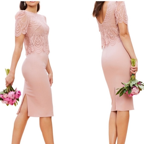 DRESS THE POPULATION🎀sheath dress rose gold XL - Picture 1 of 8